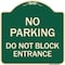 Signmission No Parking Do Not Block Entrance Heavy-Gauge Aluminum Architectural Sign, 18" x 18", G-1818-23752 A-DES-G-1818-23752 - alternate 1